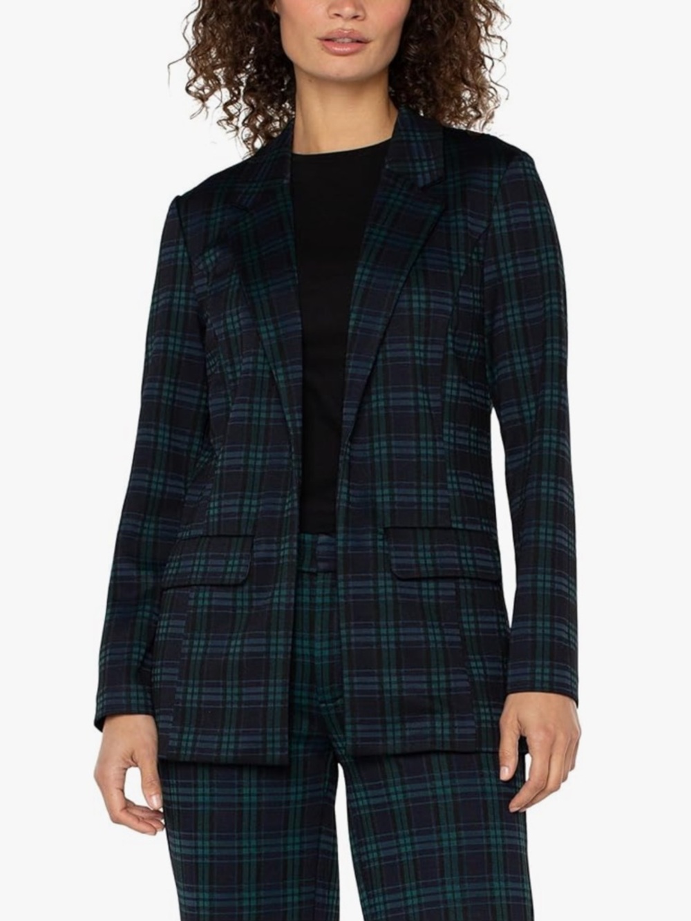 NWT Liverpool Women's Plaid Knit Jacquard Boyfriend Blazer Sz L